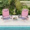 Costway 2-Pack Folding Backpack Beach Chair Table Set 5-Position Outdoor Reclining Chair Blue/Navy/Pink/Pattern/Flower/Yellow